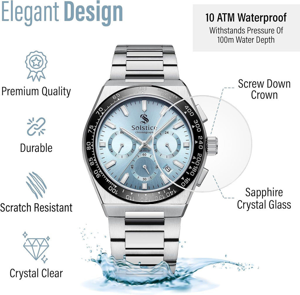 Solstice Chronograph Ice-Blue/Silver - Solstice Watches