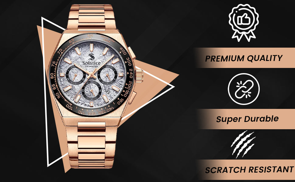 Solstice Chronograph Rose Gold/Meteorite - Solstice Watches