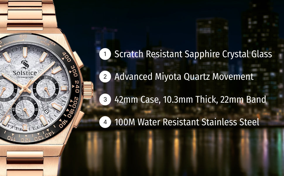 Solstice Chronograph Rose Gold/Meteorite - Solstice Watches