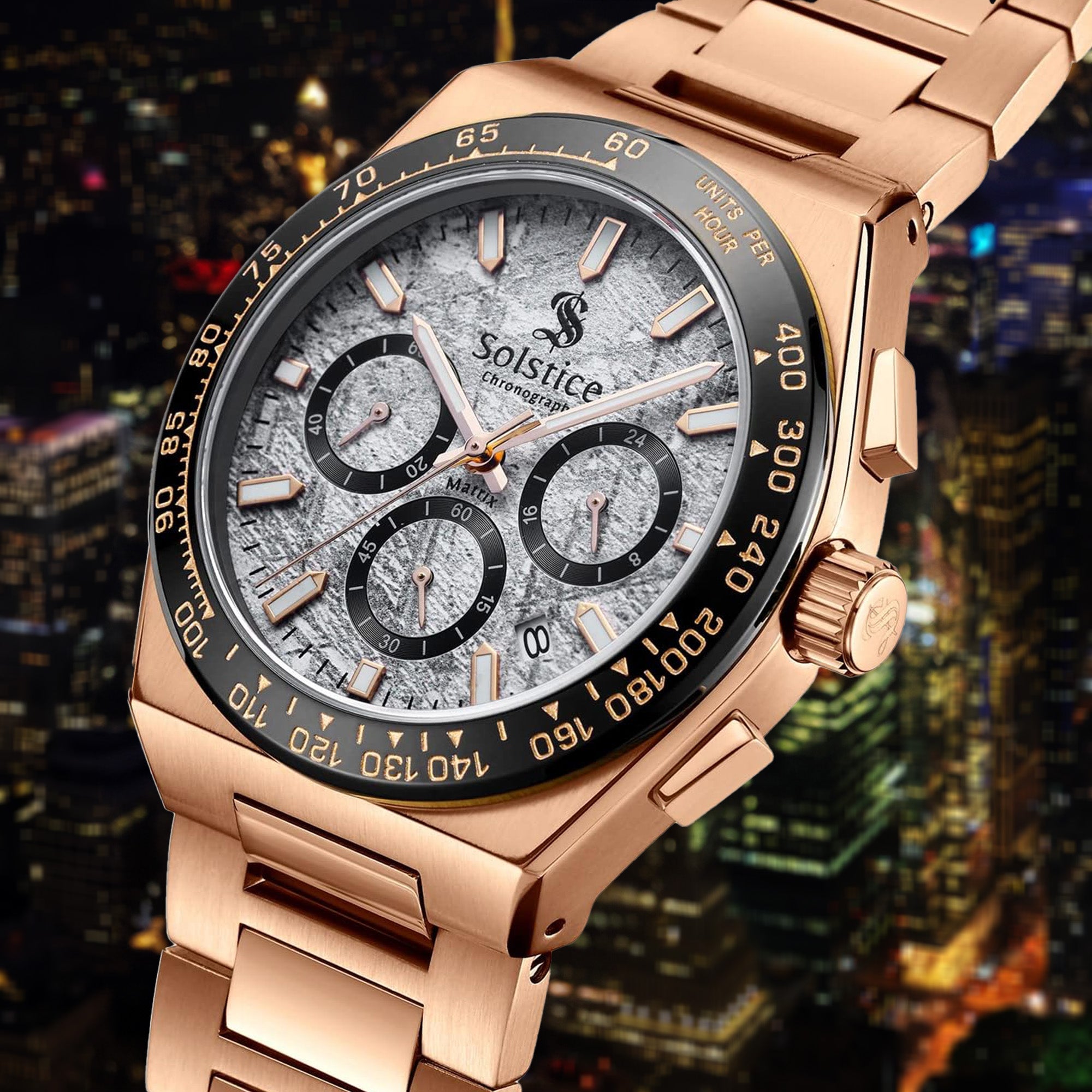 Solstice Chronograph Rose Gold/Meteorite - Solstice Watches