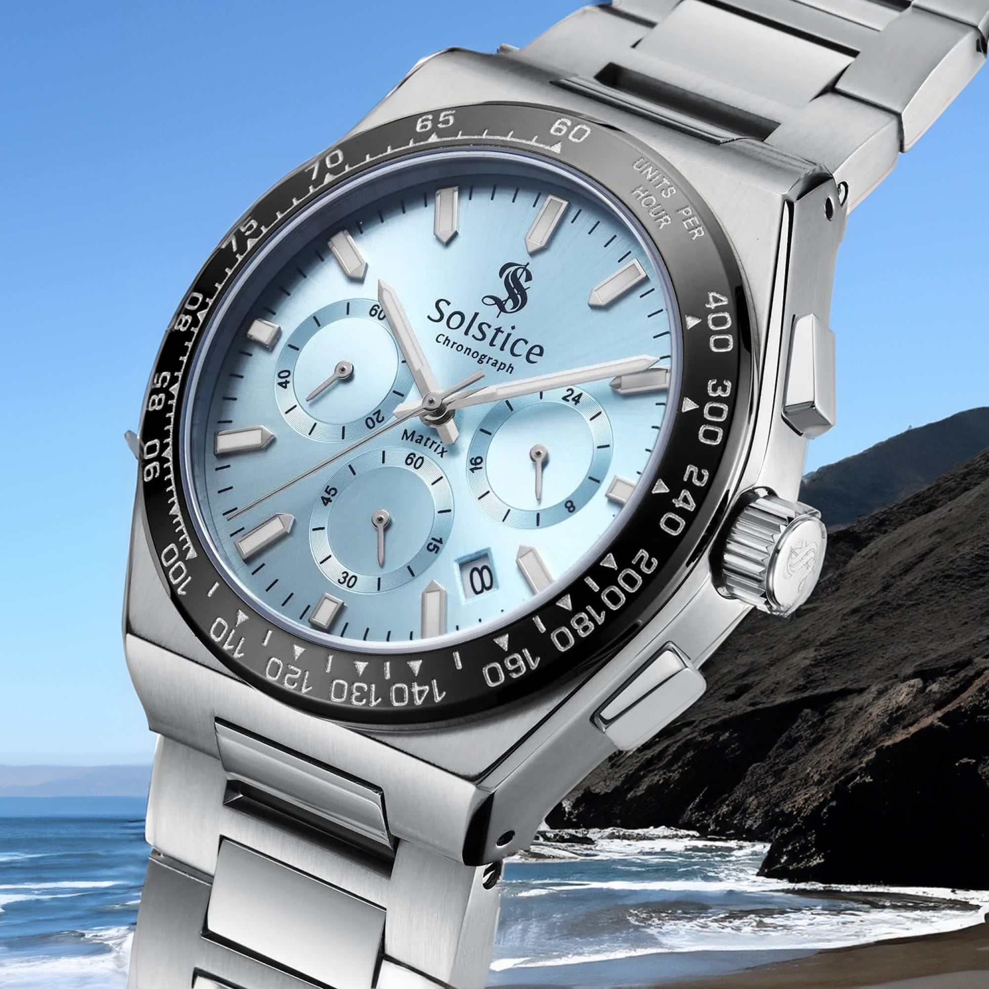Solstice Chronograph Ice-Blue/Silver - Solstice Watches