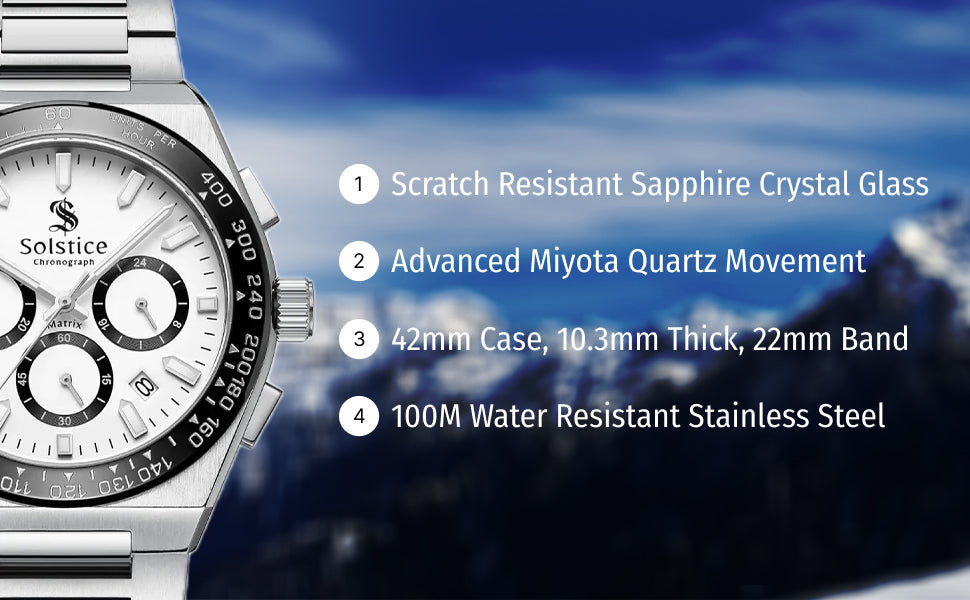 Solstice Chronograph-white panda/silver - Solstice Watches