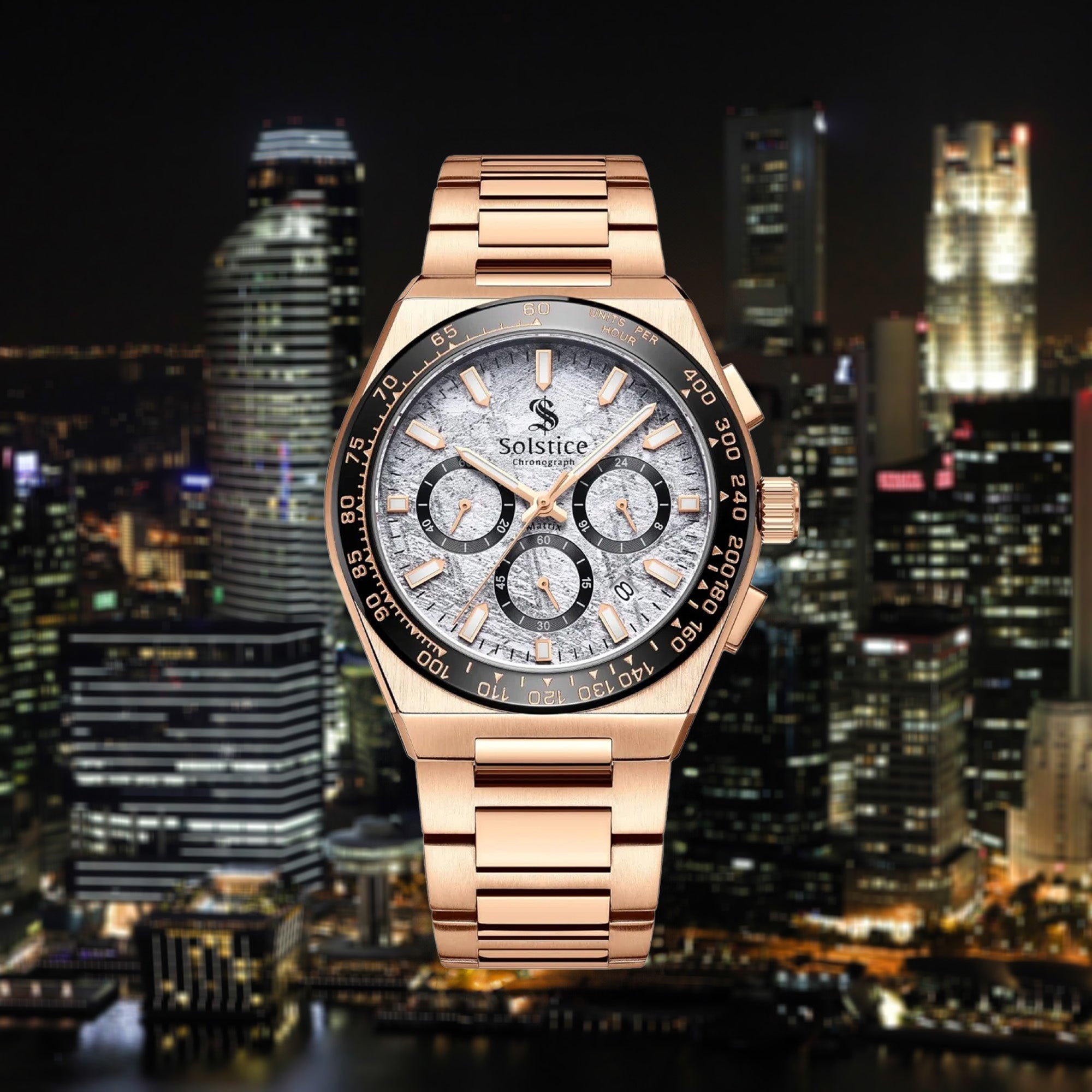 Solstice Chronograph Rose Gold/Meteorite - Solstice Watches
